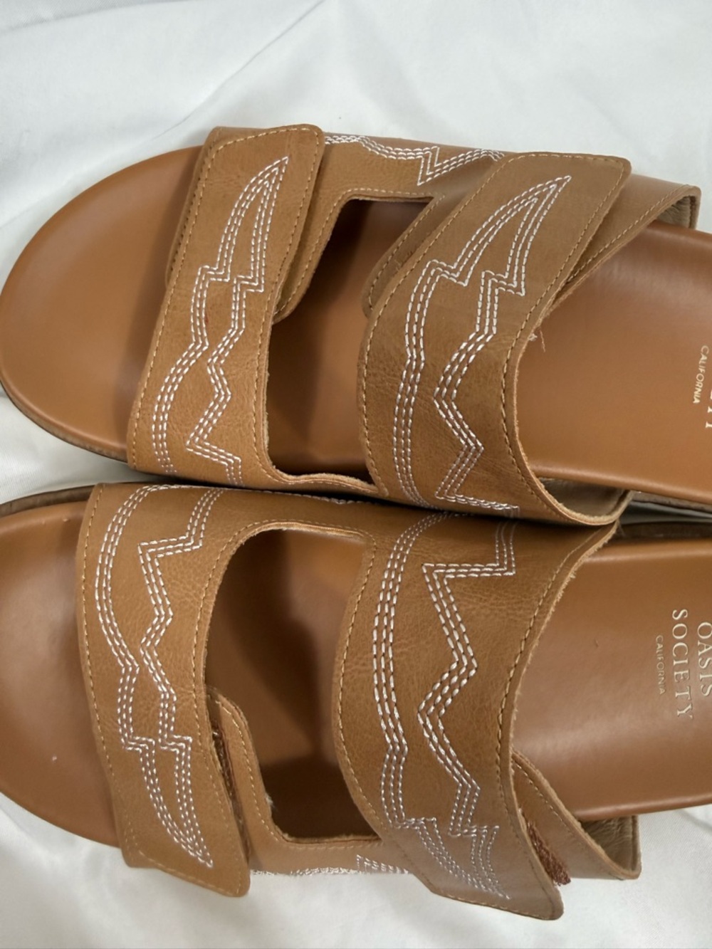 Oasis Society Brown Double-Strap Slide Sandals size 9 - Picture 8 of 9
